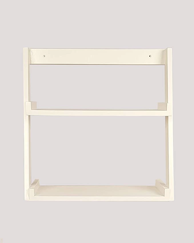 Lycka Birch Wood Wall Mounted 2 Tier Ladder Shelf