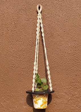 Macrame Cotton Black Round Shape Plant Hanger Rope cactus succulent plant  
