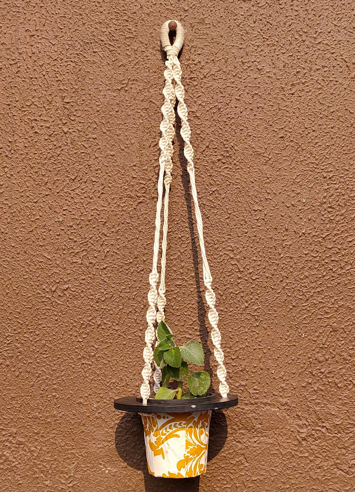Macrame Cotton Black Round Shape Plant Hanger Rope cactus succulent plant  