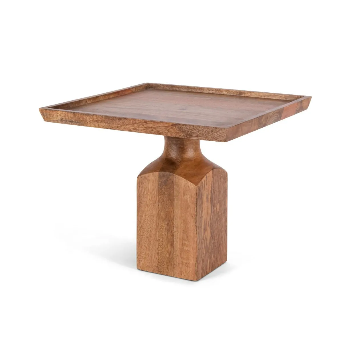 Mango Wood Square Serving Pedestal dried flowers  