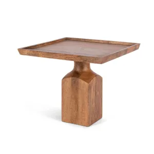 Mango Wood Square Serving Pedestal dried flowers  