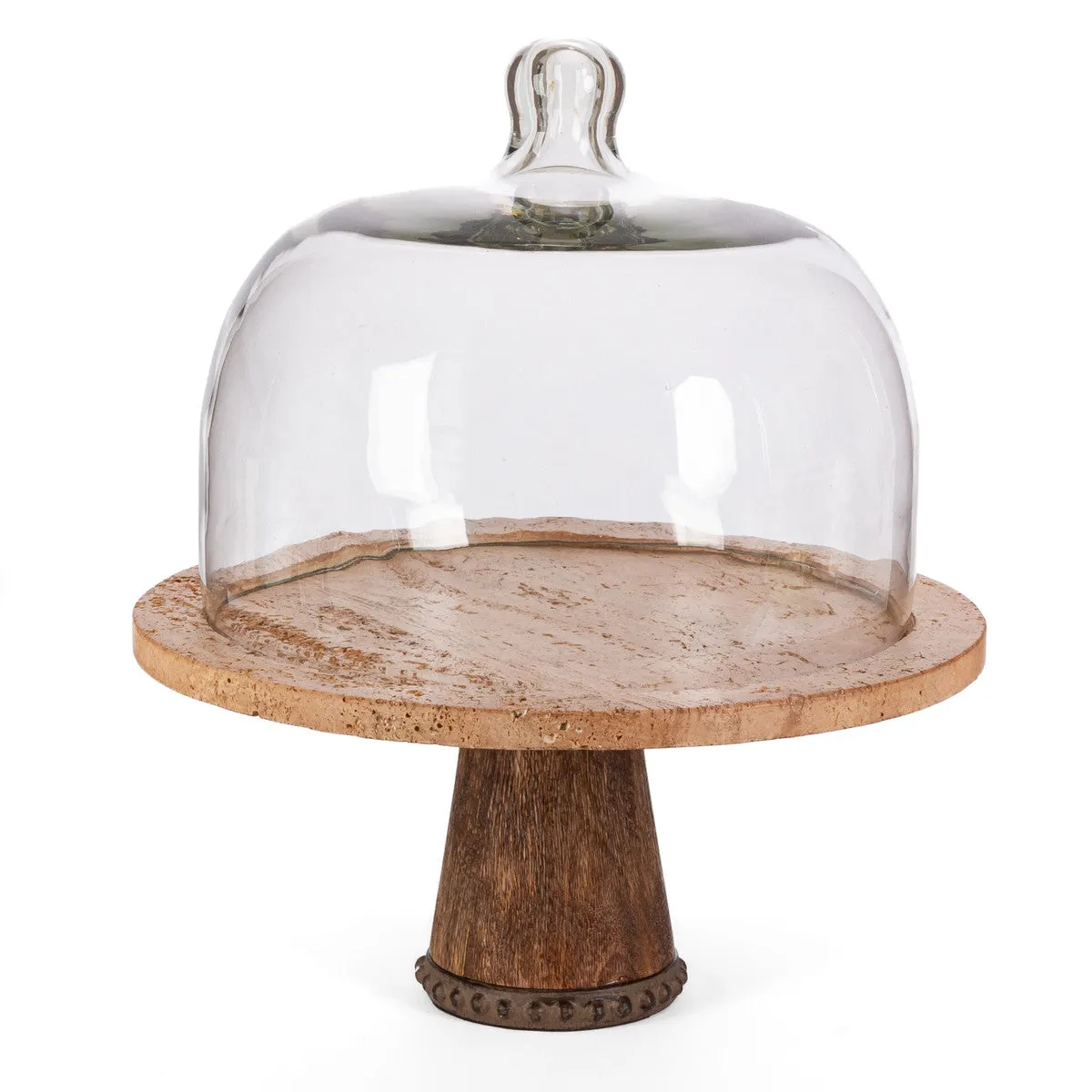 Marble Cake Plate With Glass Dome Pedestal