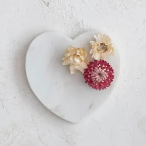 Marble Heart Dish dried flowers  