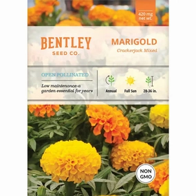 Marigold-Crackerjack Mixed-Tagetes erecta Seed Packet floating plant shelf  