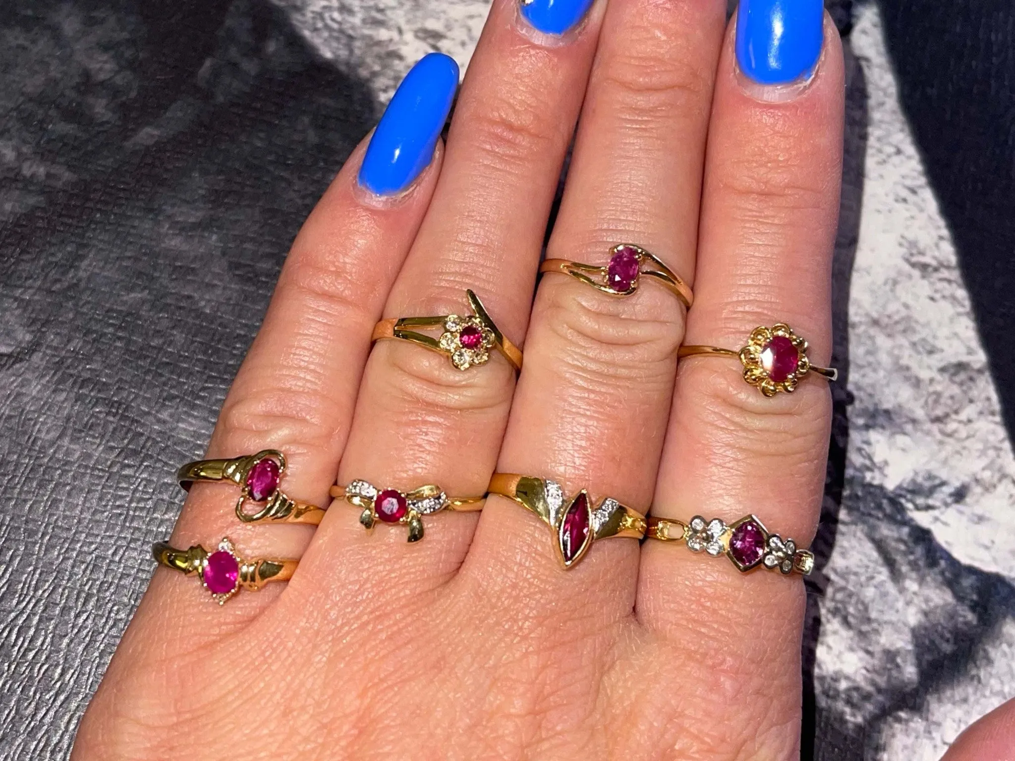 Marquise Ruby Diamond Ring in 14k Yellow Gold