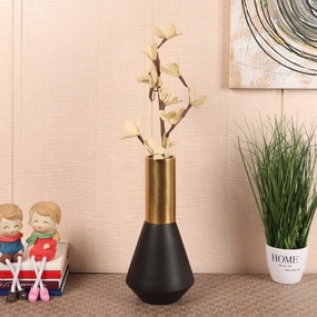 Matt Gold and Black Aluminum Deidra Table Vase outdoor greenery  