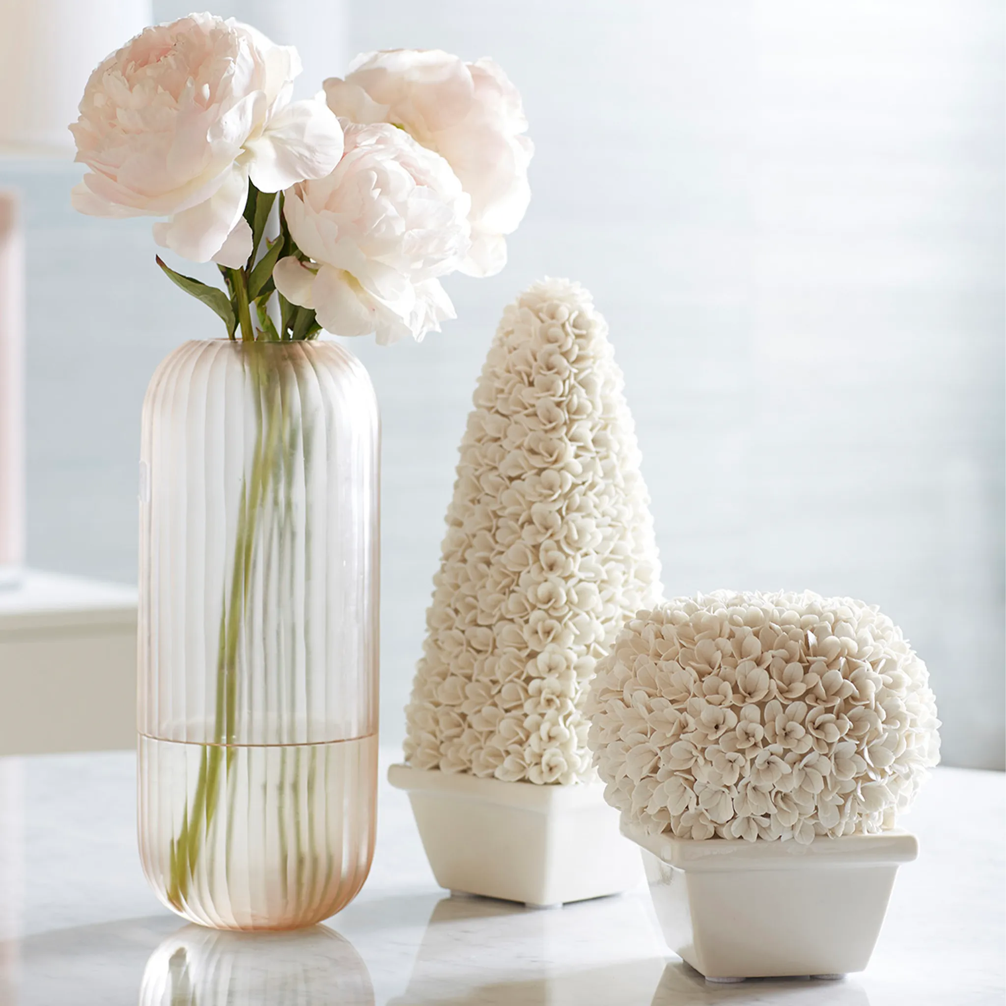 Mayfair Tall Boxwood Topiary in Blanc de Chine