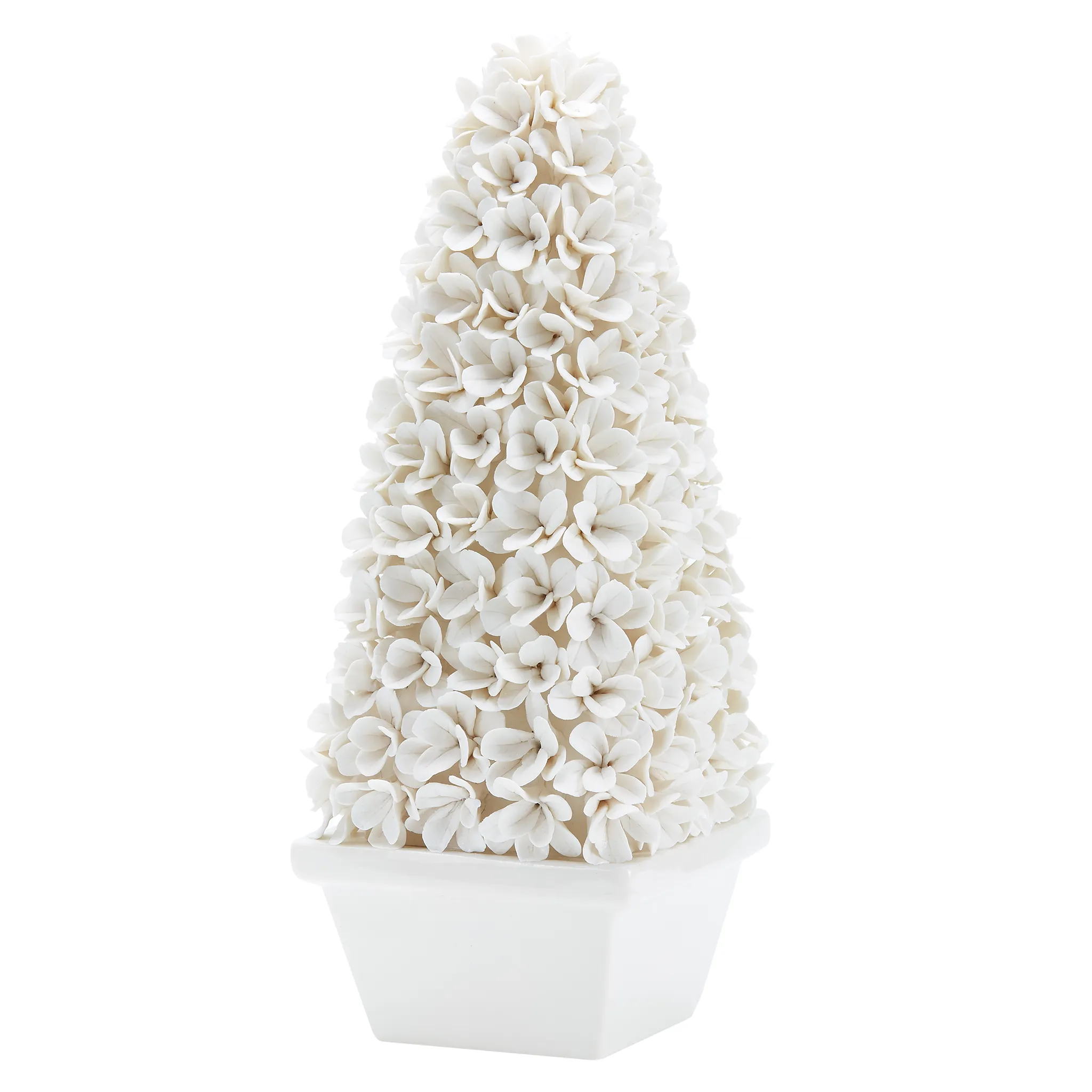Mayfair Tall Boxwood Topiary in Blanc de Chine dried flowers  