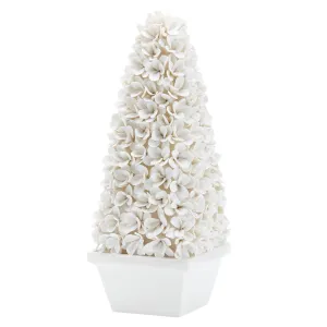 Mayfair Tall Boxwood Topiary in Blanc de Chine dried flowers  