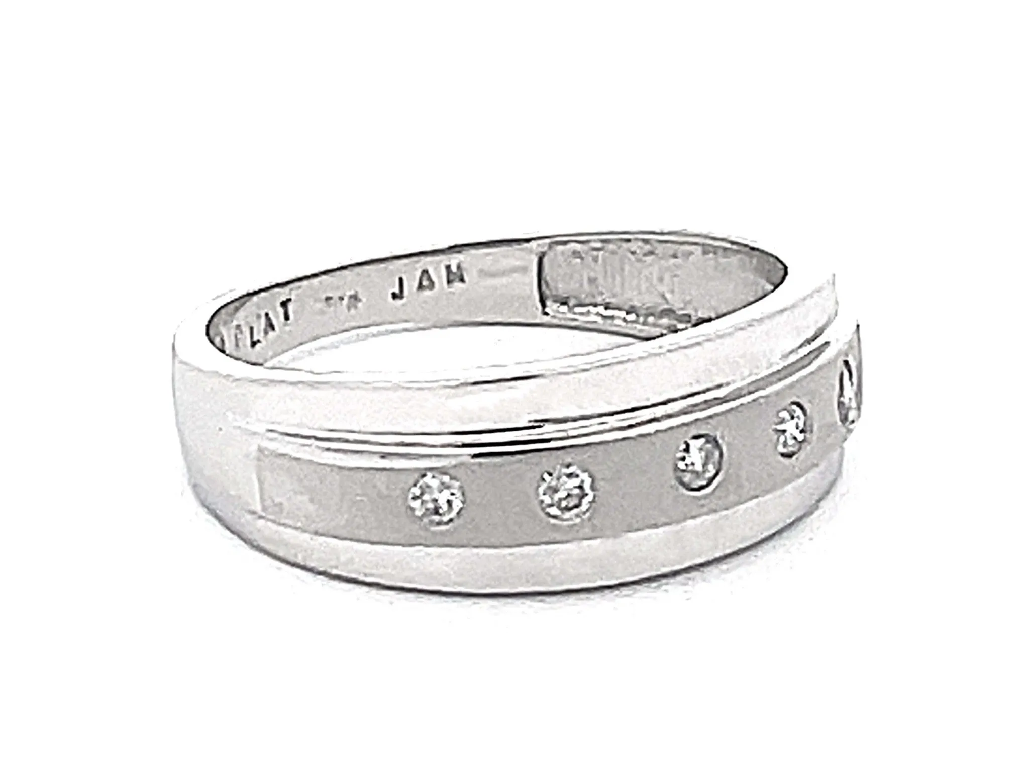 Mens 5 Brilliant Cut Diamond Satin Finish Center Band Ring in Platinum