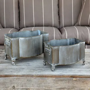 Metal Footed Planter Set dried flowers  