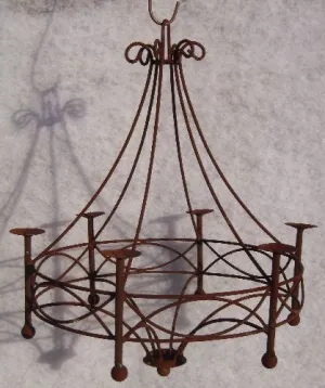 Metal Outdoor Candle Iron Vintage Looking Cassie Chandelier decorative plants  