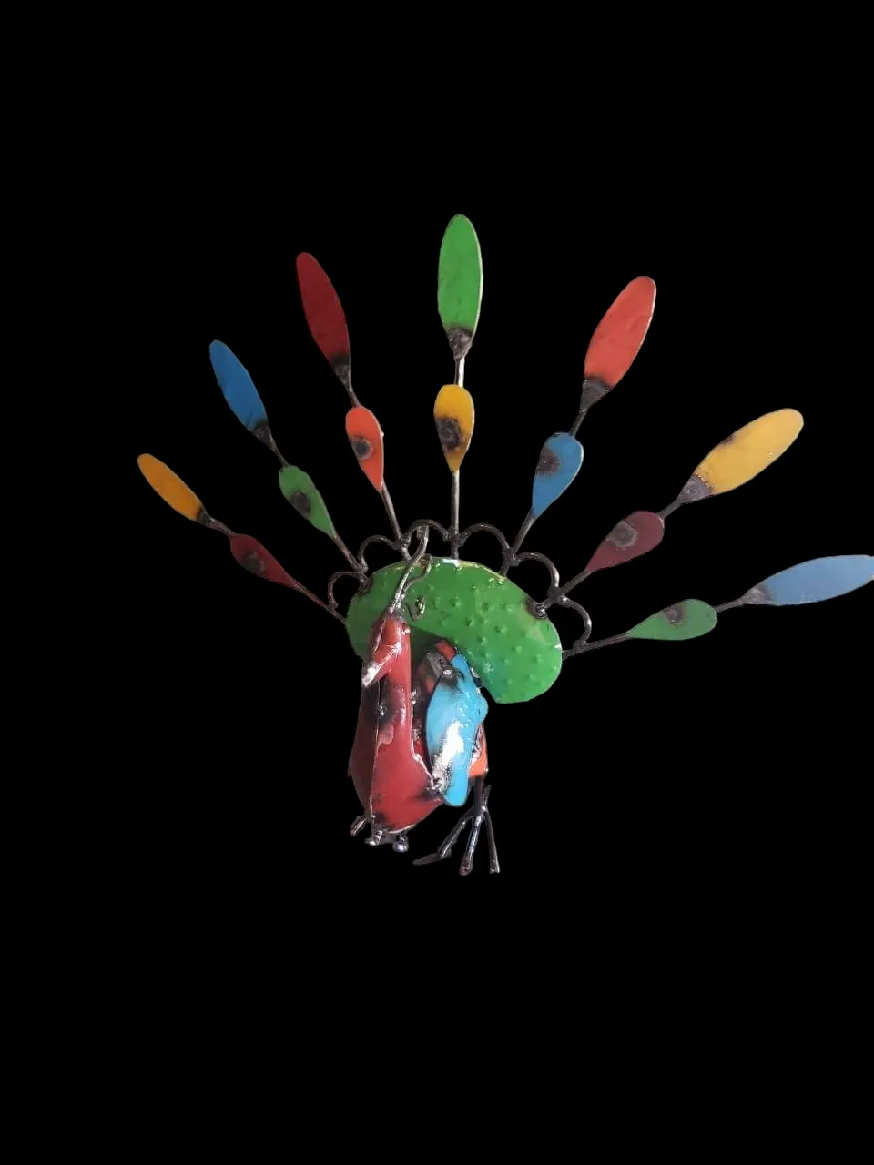 Metal Peacocks Full of Colorful Yard Art Display Bright
