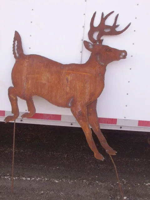Metal Plasma Cut Deer Yard Stake Wall Decor decorative plants  