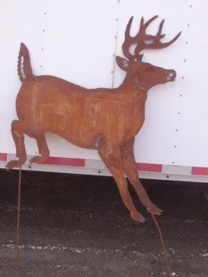 Metal Plasma Cut Deer Yard Stake Wall Decor decorative plants  