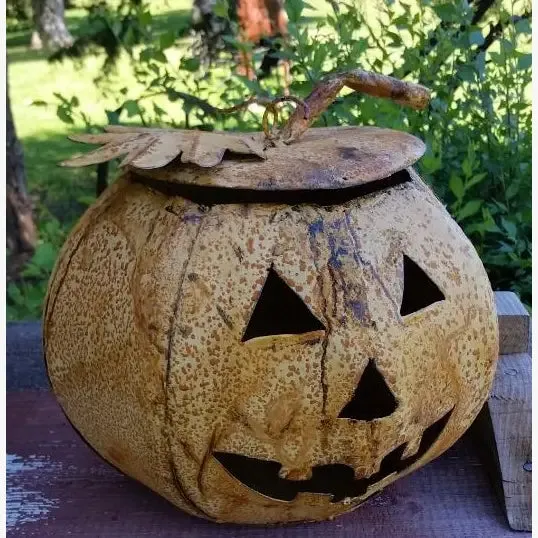 Metal Pumpkin with Lift Top