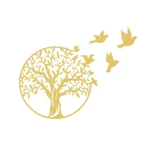 Metal Tree of Life Wall Art 7 Flying Birds Wall Sculpture V63-842511 dried flowers  