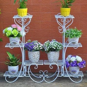Metal Plant Stand Flower Holder Racks 8  Tier Shelves Patio Indoor Outdoor Garden Displaying Wrought Iron Flowers Planters Shelf Organizer cactus succulent plant  