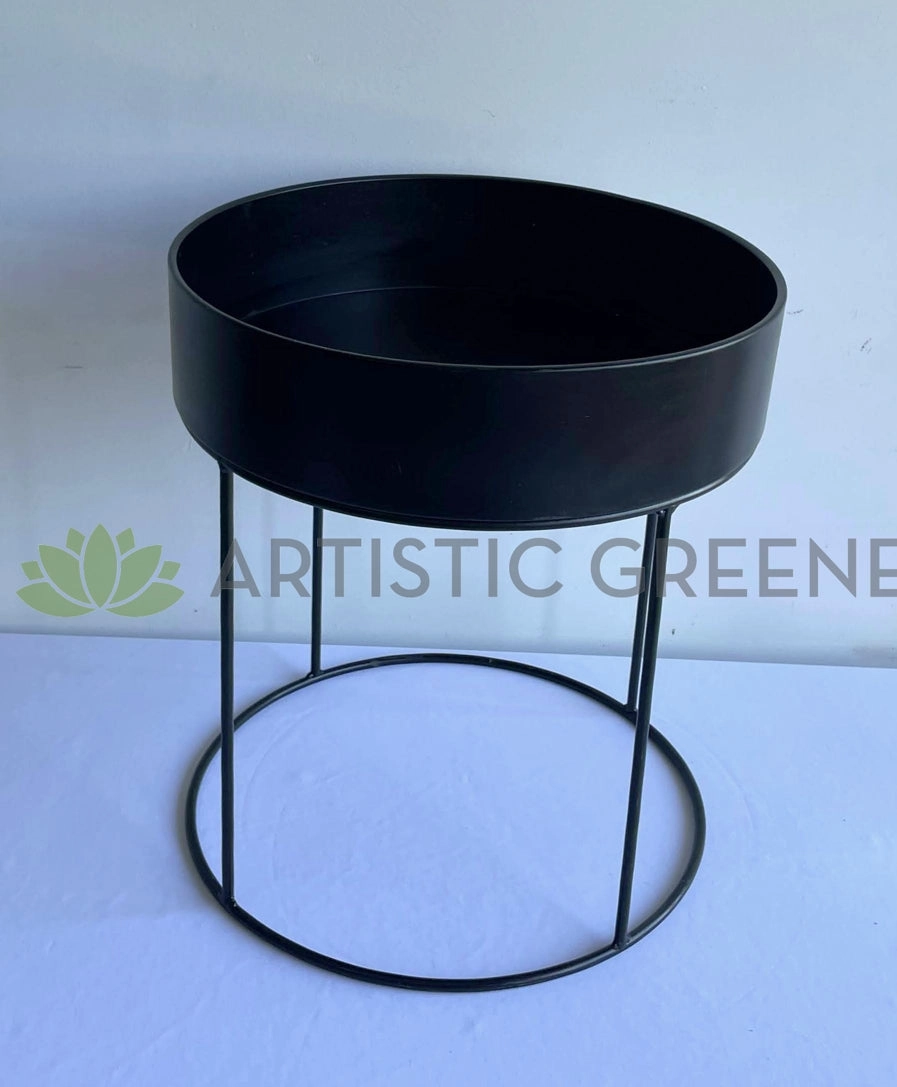 Metal Round Planter / Stand - Black 50cm (Product: MRPLANTER-S82)