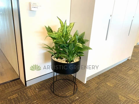 Metal Round Planter / Stand - Black 50cm (Product: MRPLANTER-S82)
