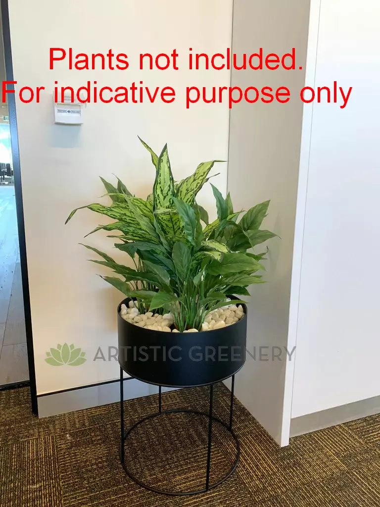 Metal Round Planter / Stand - Black 50cm (Product: MRPLANTER-S82)