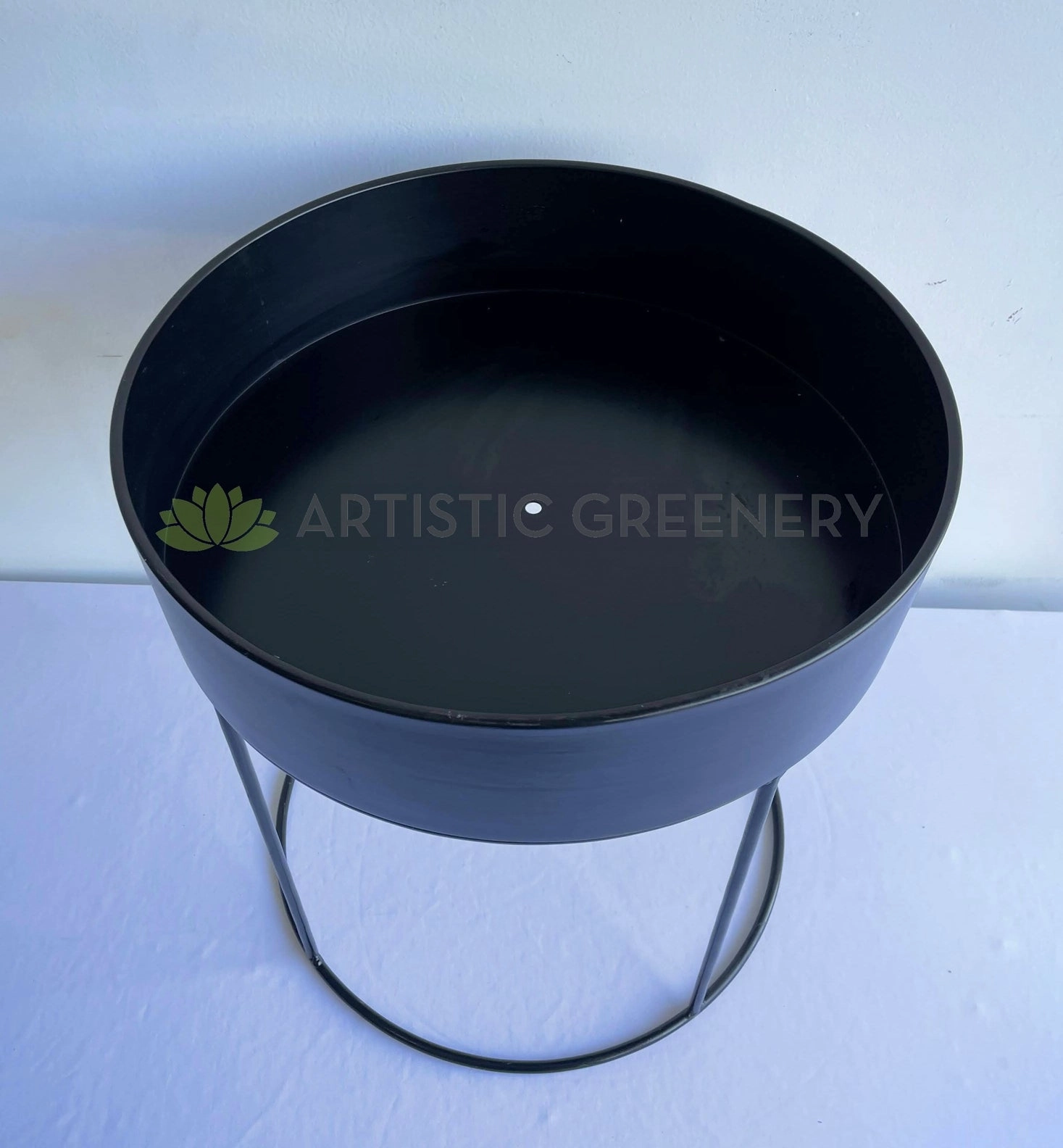 Metal Round Planter / Stand - Black 50cm (Product: MRPLANTER-S82)