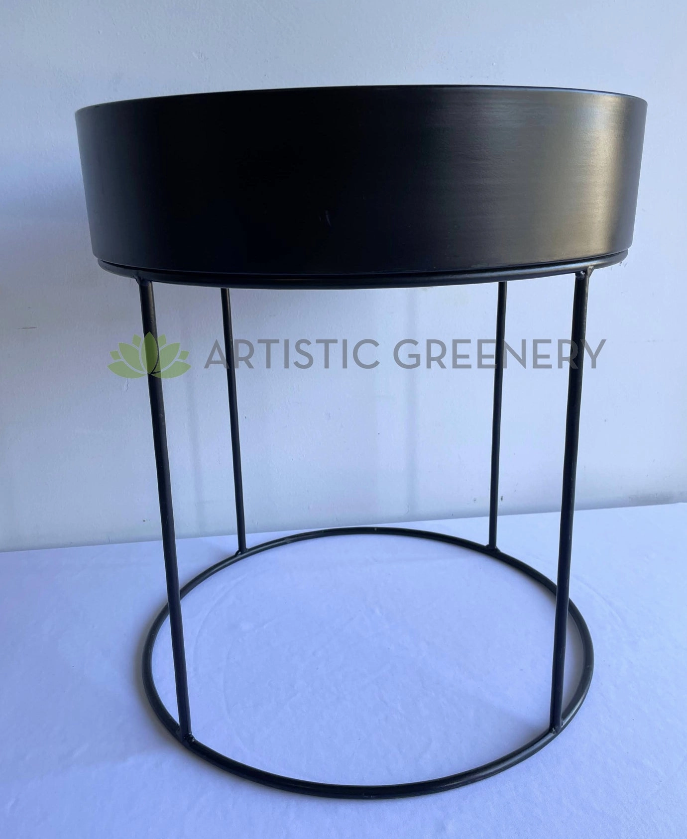 Metal Round Planter / Stand - Black 50cm (Product: MRPLANTER-S82)
