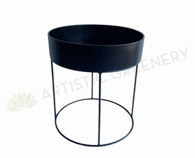 Metal Round Planter / Stand - Black 50cm (Product: MRPLANTER-S82) outdoor greenery  