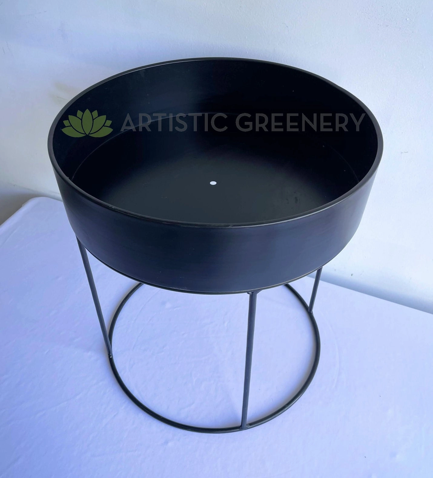 Metal Round Planter / Stand - Black 50cm (Product: MRPLANTER-S82)