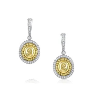 Michael Beaudry" 18k White Gold Fancy Yellow Drop Earrings, GIA Certified
