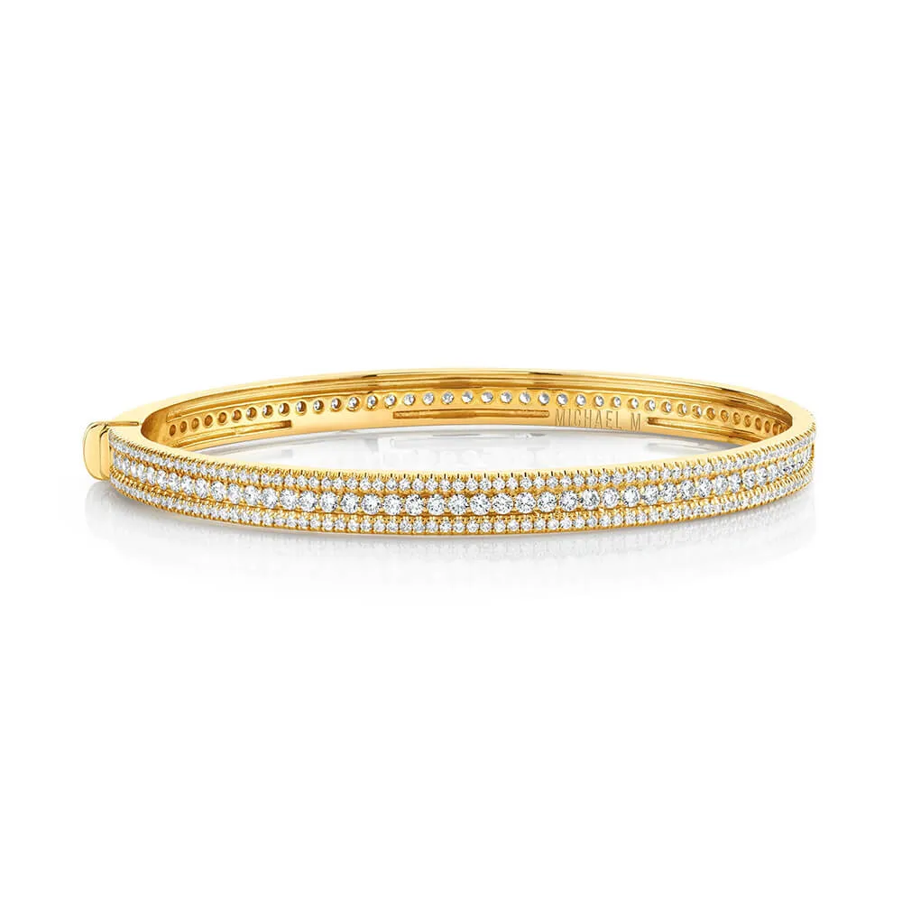 Michael M Europa 14K Yellow Gold Diamond Bangle Bracelet BR447