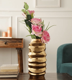 Mila Wave Gold Vase outdoor greenery  