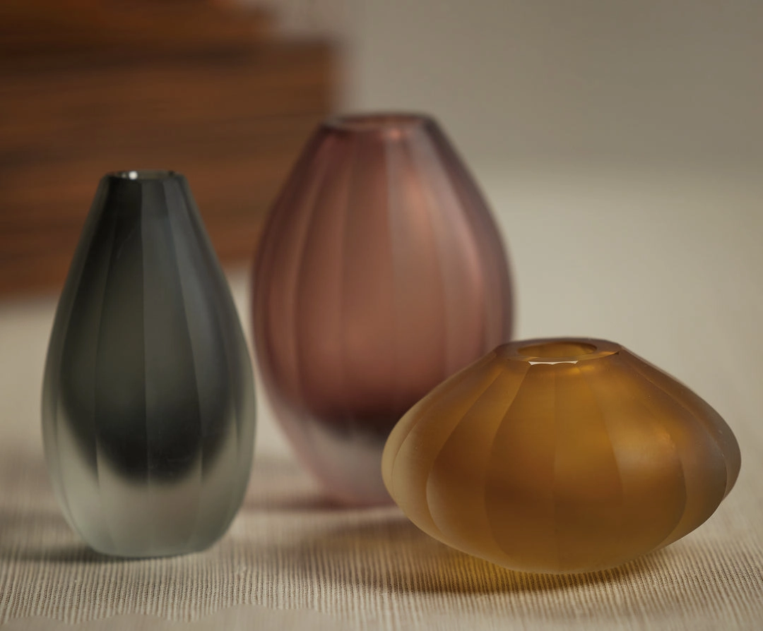 Milano Cut & Frosted - Vase Amber