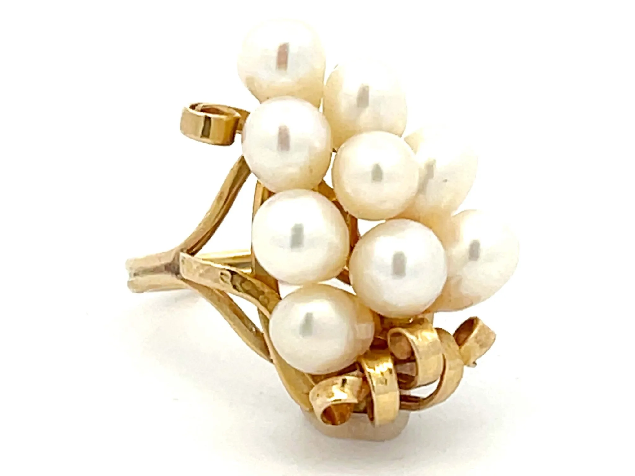 Ming's Hawaii Akoya Pearl Cluster Ring 14k Yellow Gold