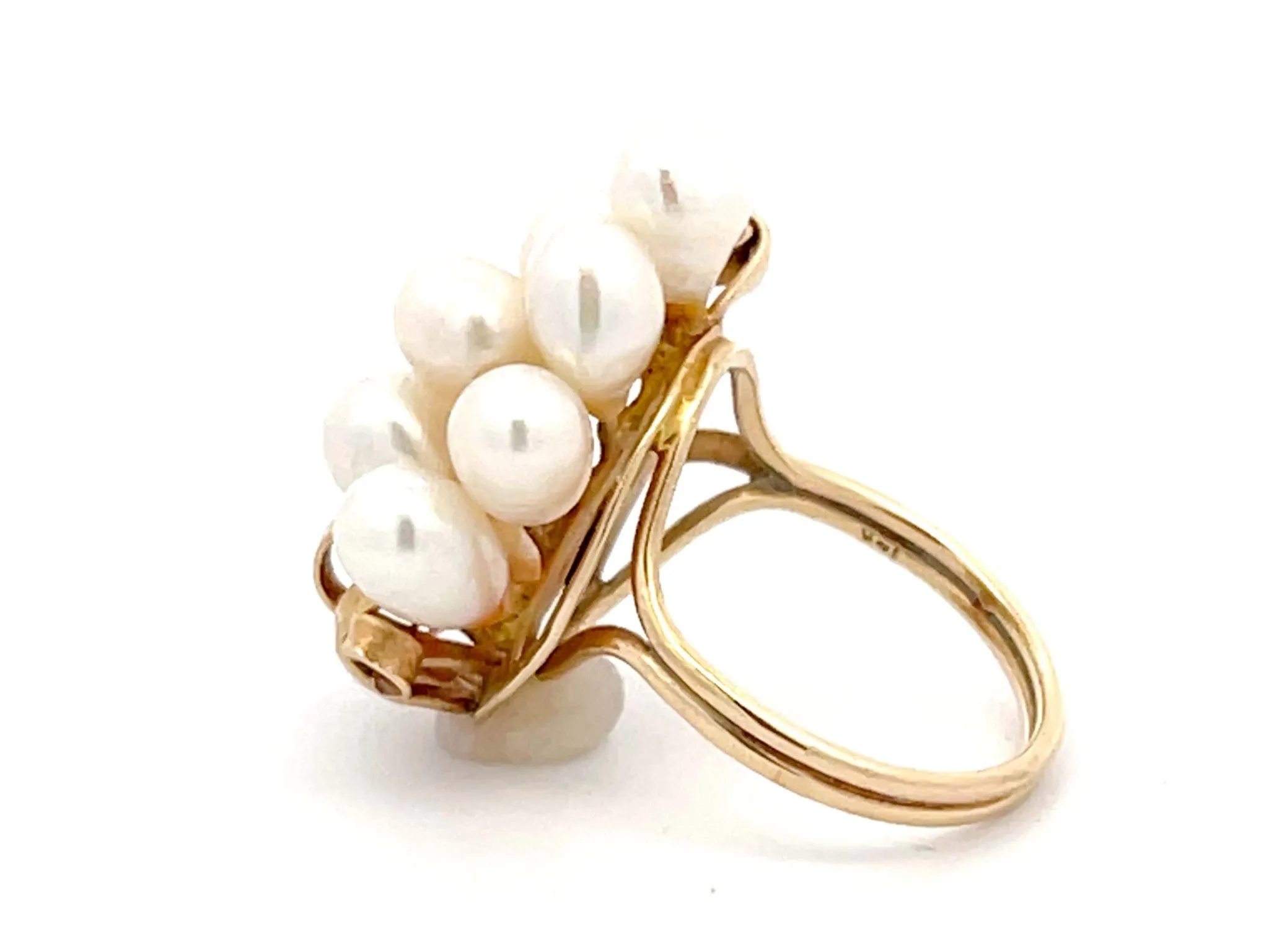 Ming's Hawaii Akoya Pearl Cluster Ring 14k Yellow Gold