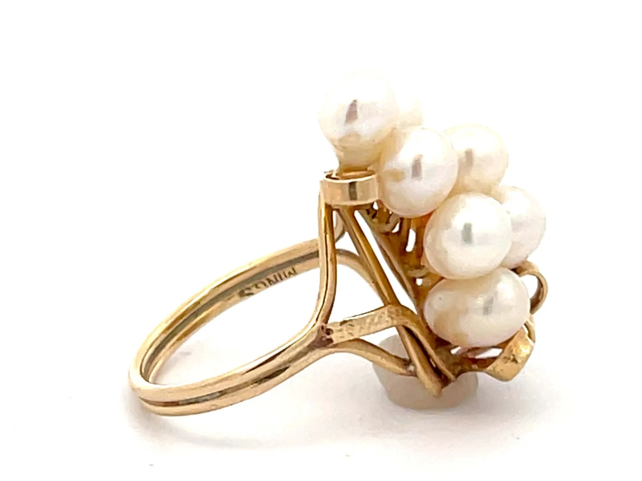 Ming's Hawaii Akoya Pearl Cluster Ring 14k Yellow Gold