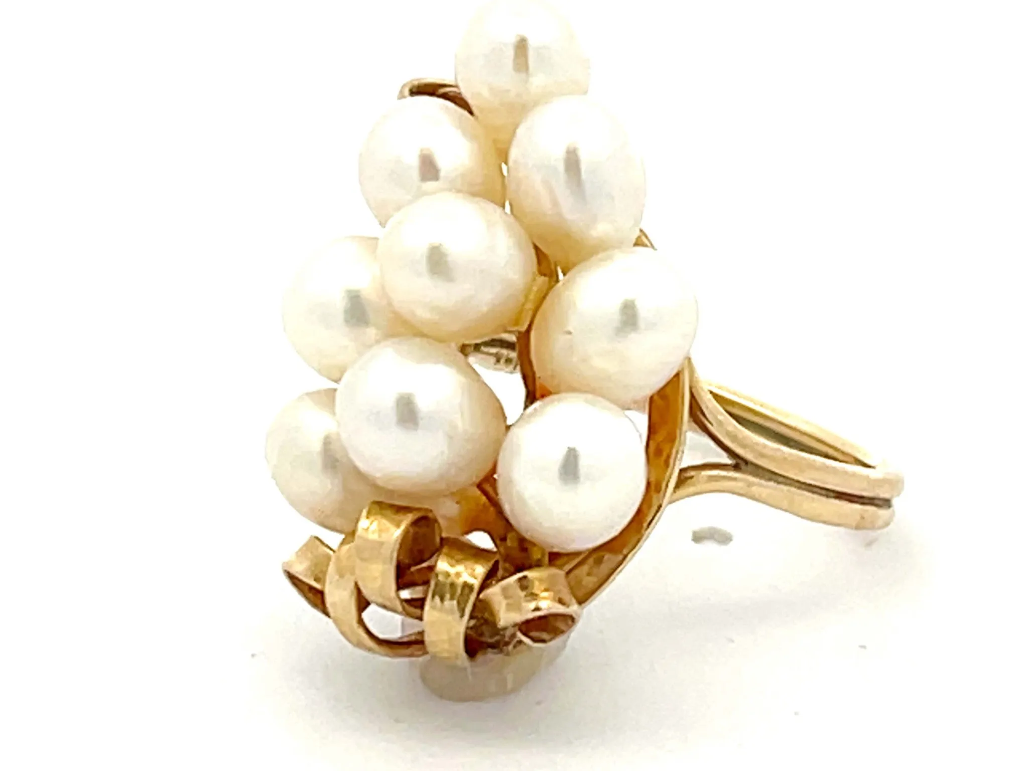 Ming's Hawaii Akoya Pearl Cluster Ring 14k Yellow Gold