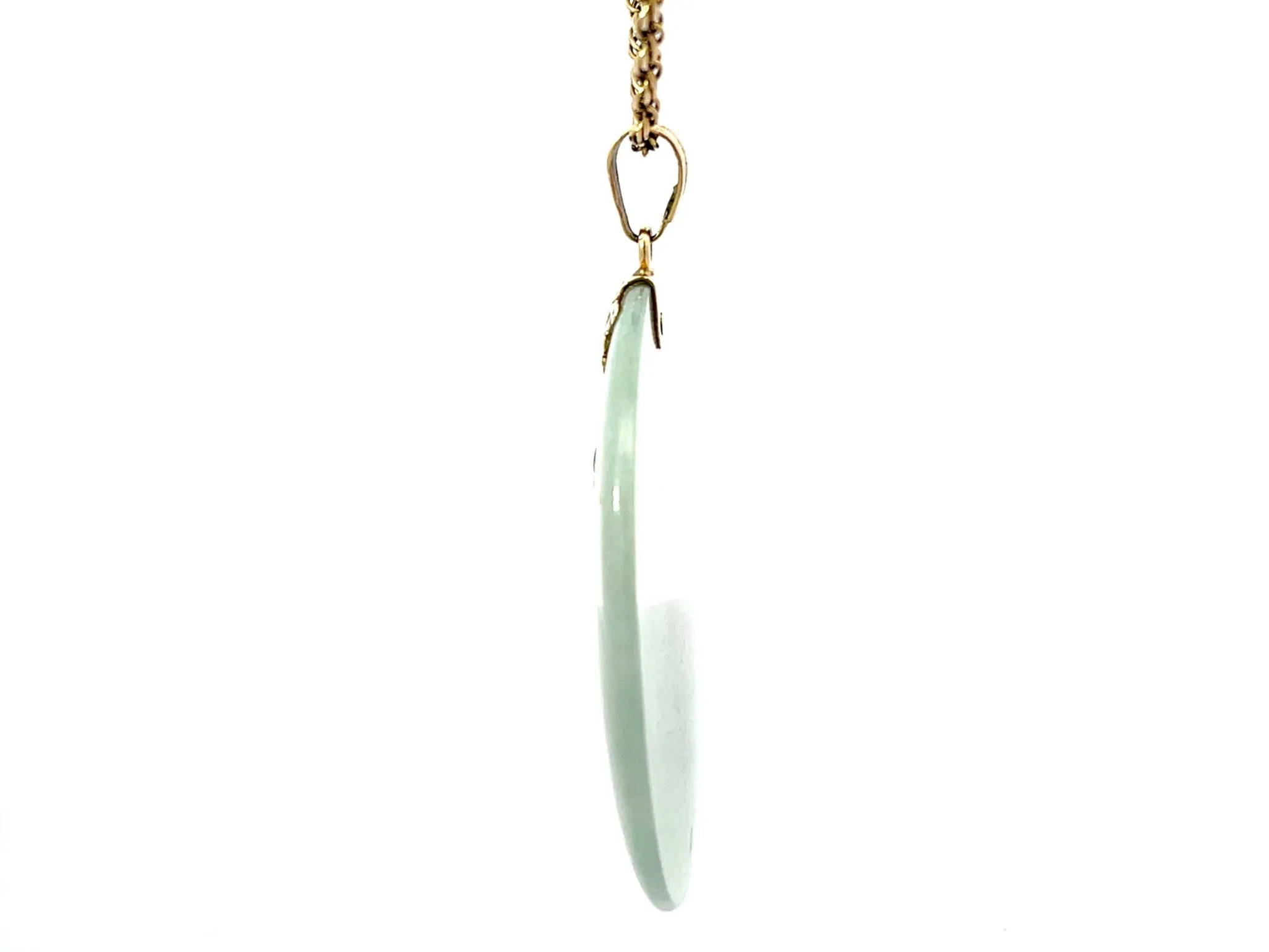 Mings Hawaii Round Jade Phoenix Pendant 14k Yellow Gold