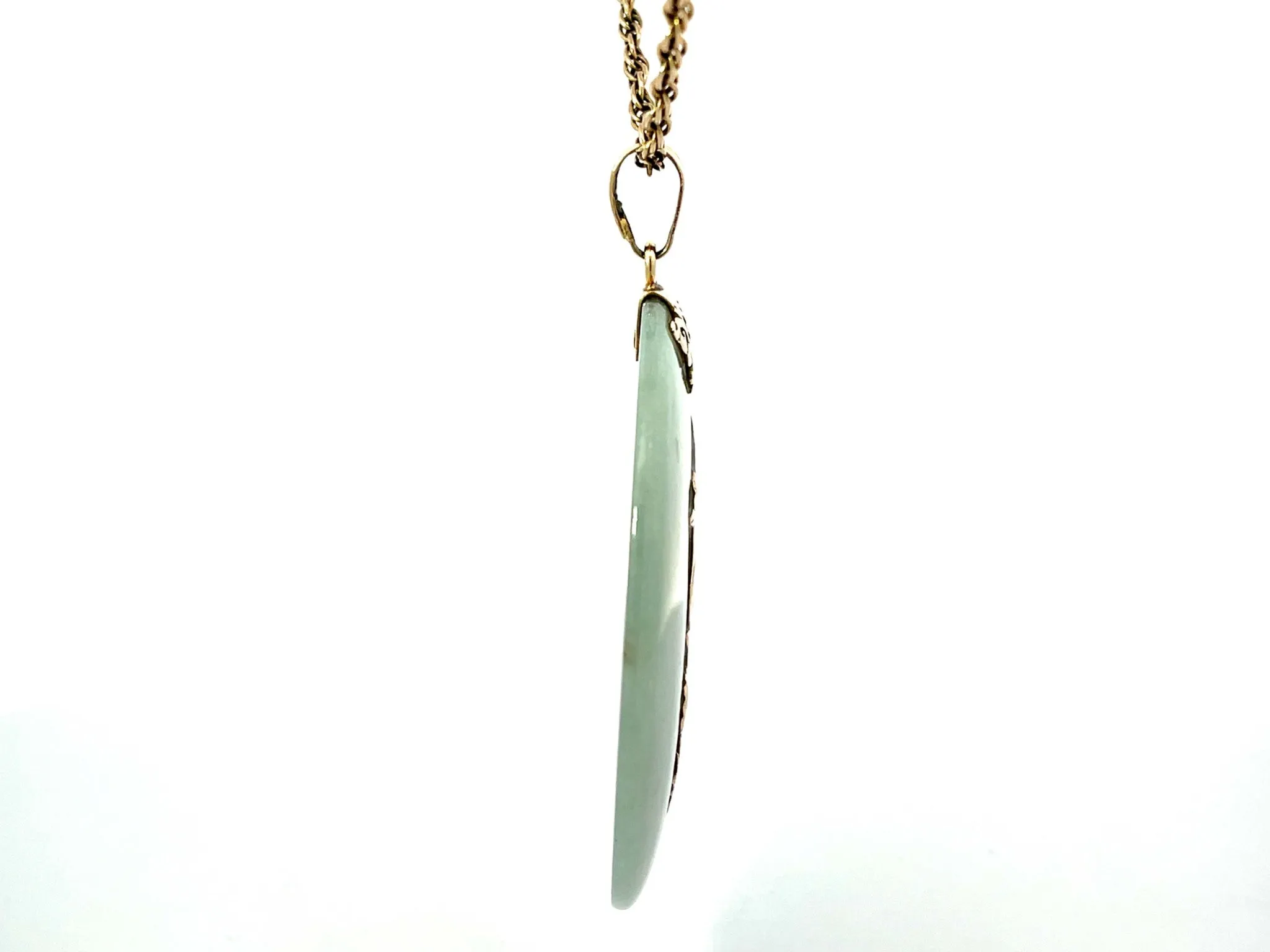 Mings Hawaii Round Jade Phoenix Pendant 14k Yellow Gold