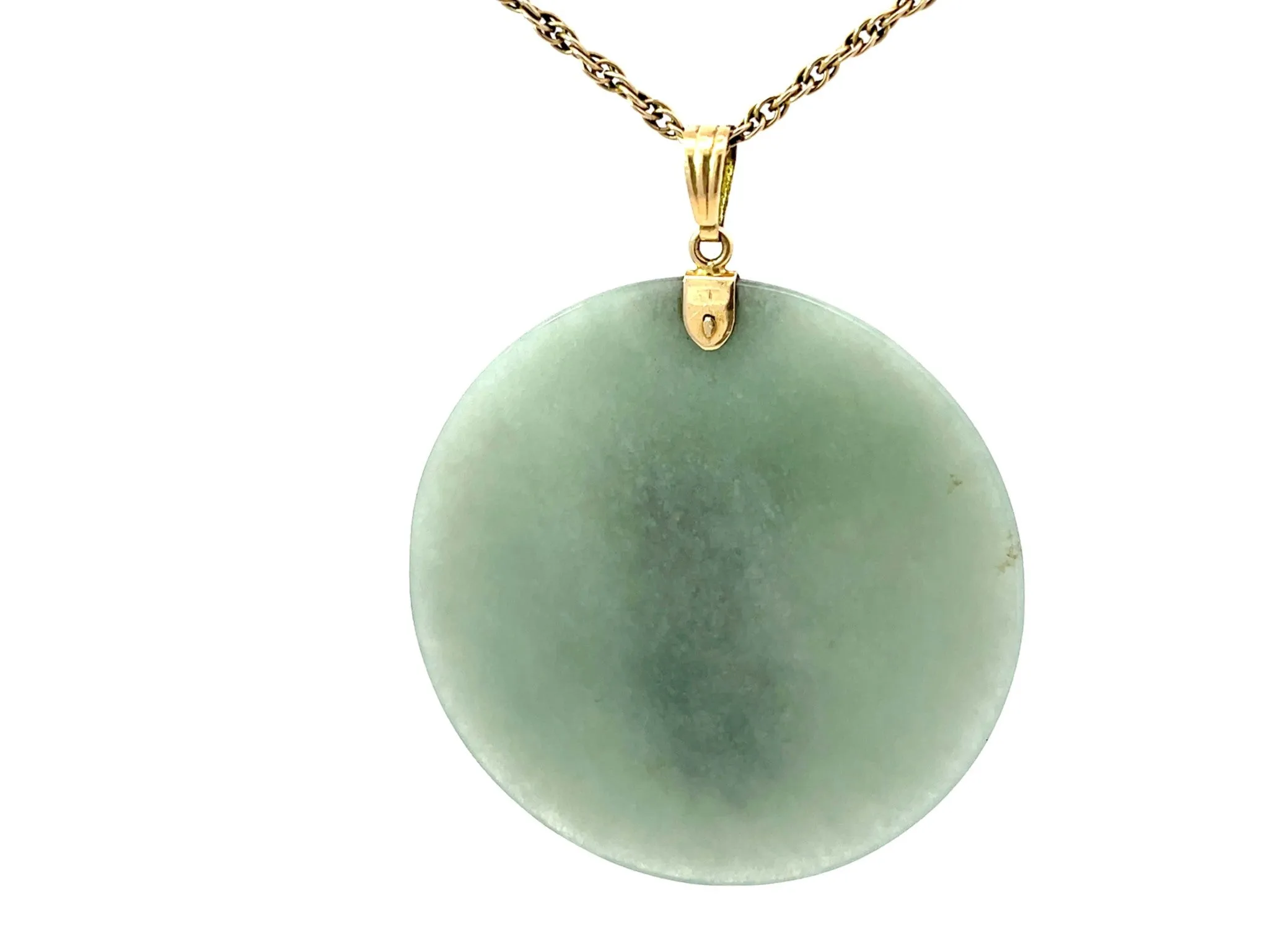 Mings Hawaii Round Jade Phoenix Pendant 14k Yellow Gold