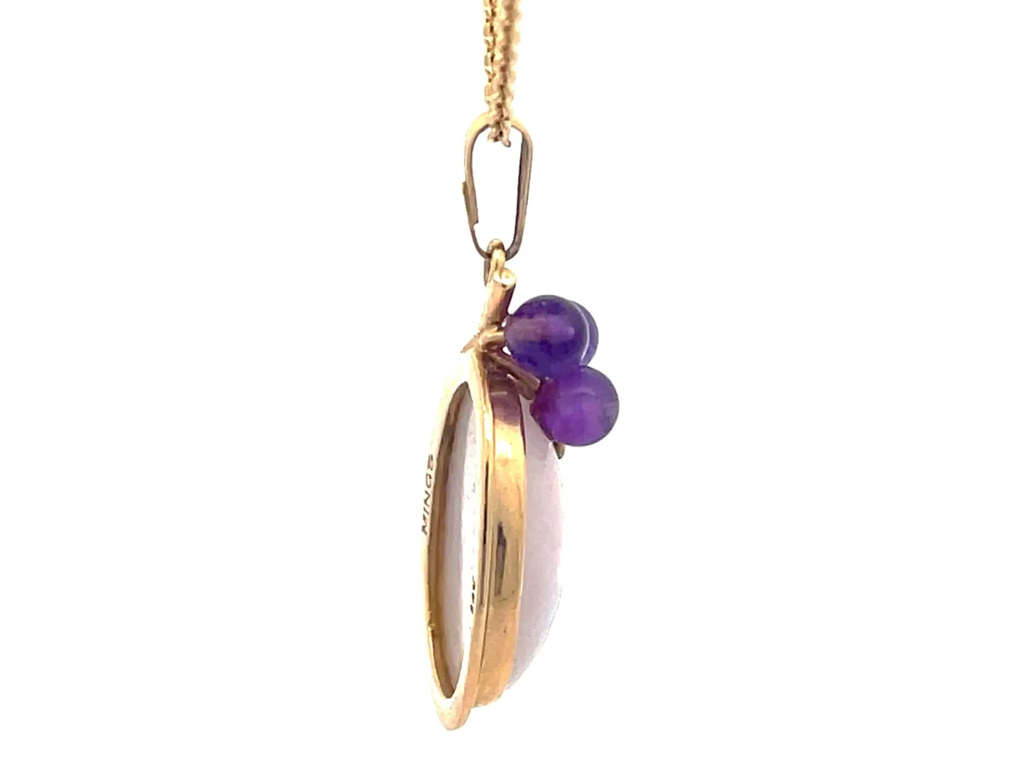 Mings Lavender Jade and Purple Amethyst Necklace in 14k Yellow Gold