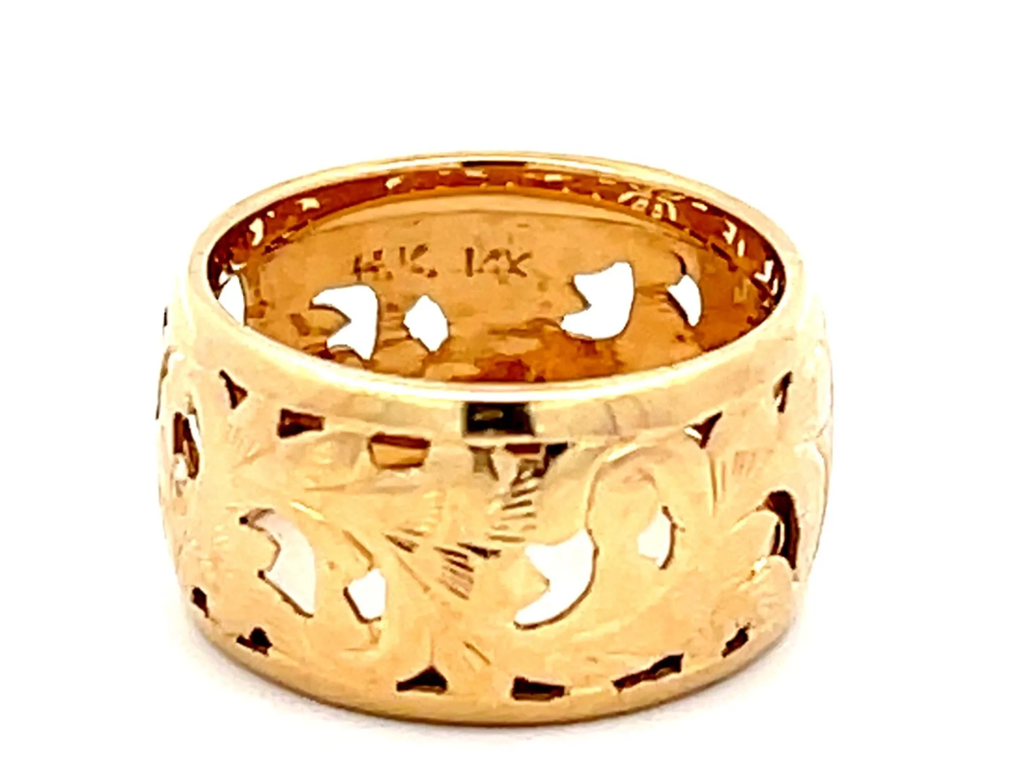 Mings Longevity Cutout Band Ring Solid Yellow Gold
