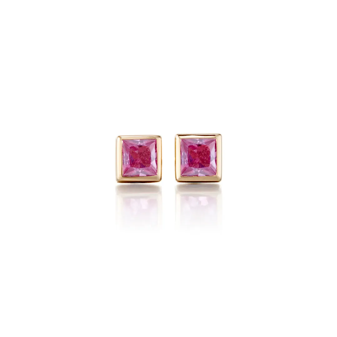 Mini Princess Earrings in Pink Sapphires