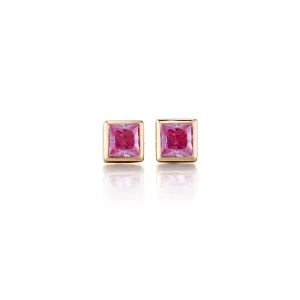 Mini Princess Earrings in Pink Sapphires