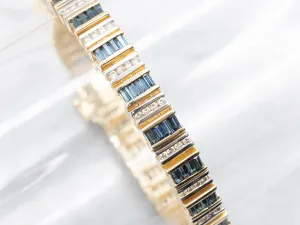 Modern Sapphire and Diamond Gemstone Link Bracelet