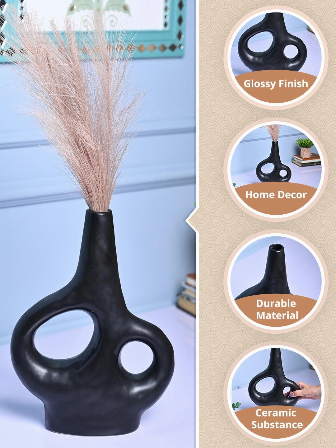 Modern Black Ceramic Vase