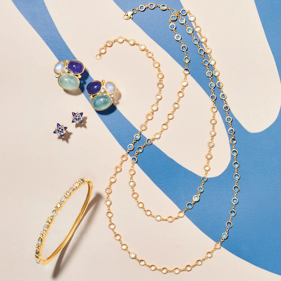 Moonstone, Tanzanite & Aquamarine Cluster Earrings