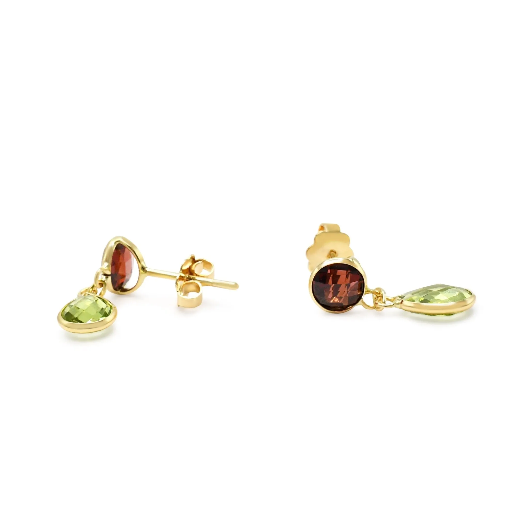 Multi 2 Gem Drop Earrings - 18ct Yellow Gold