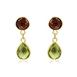 Multi 2 Gem Drop Earrings - 18ct Yellow Gold