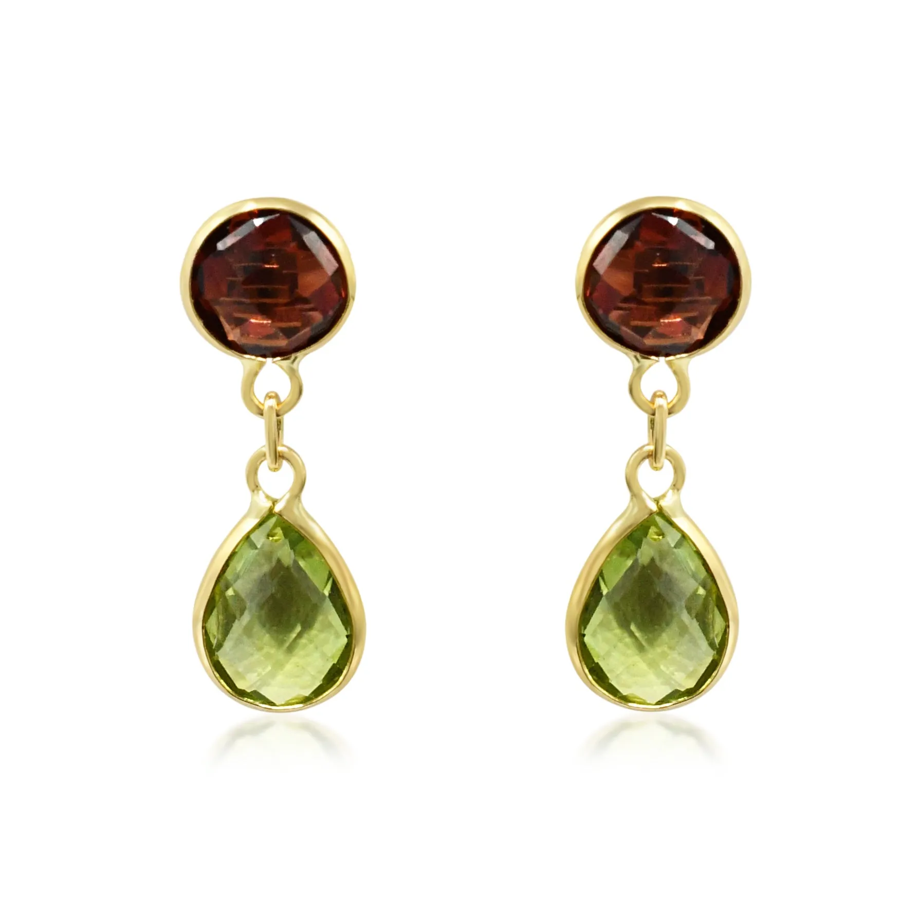 Multi 2 Gem Drop Earrings - 18ct Yellow Gold